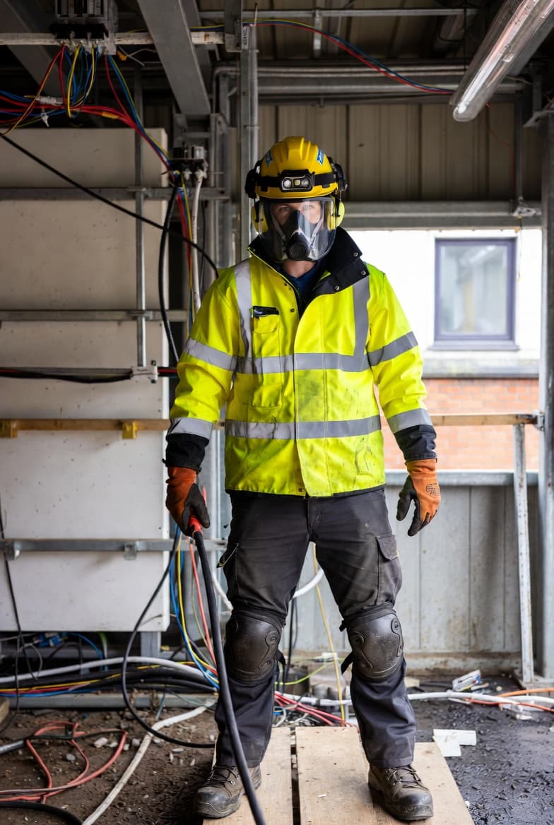 Electrician working on construction site